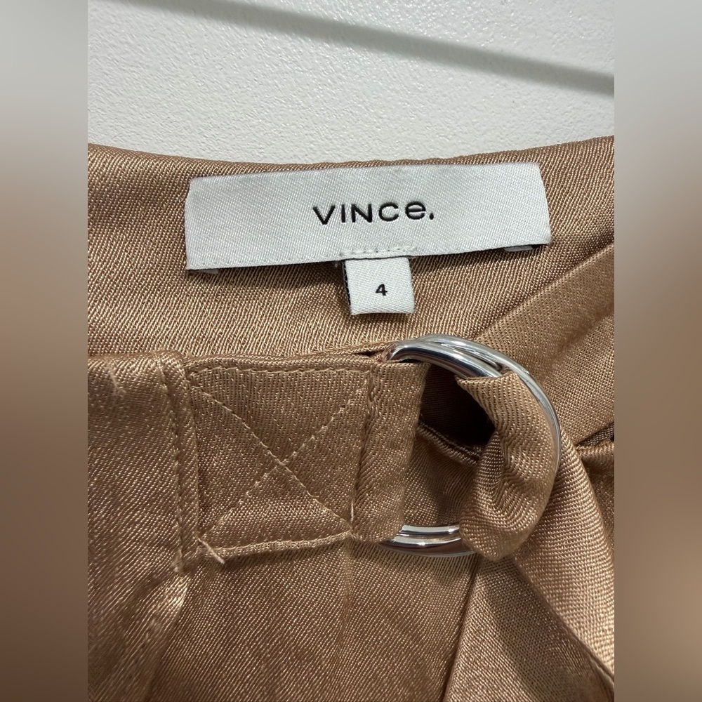 NEW VINCE. Wrap-Effect Satin Midi Skirt- Sand (Size 4) - Picture 6 of 7